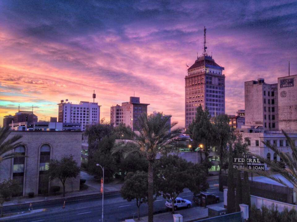 Fresno CA skyline at night