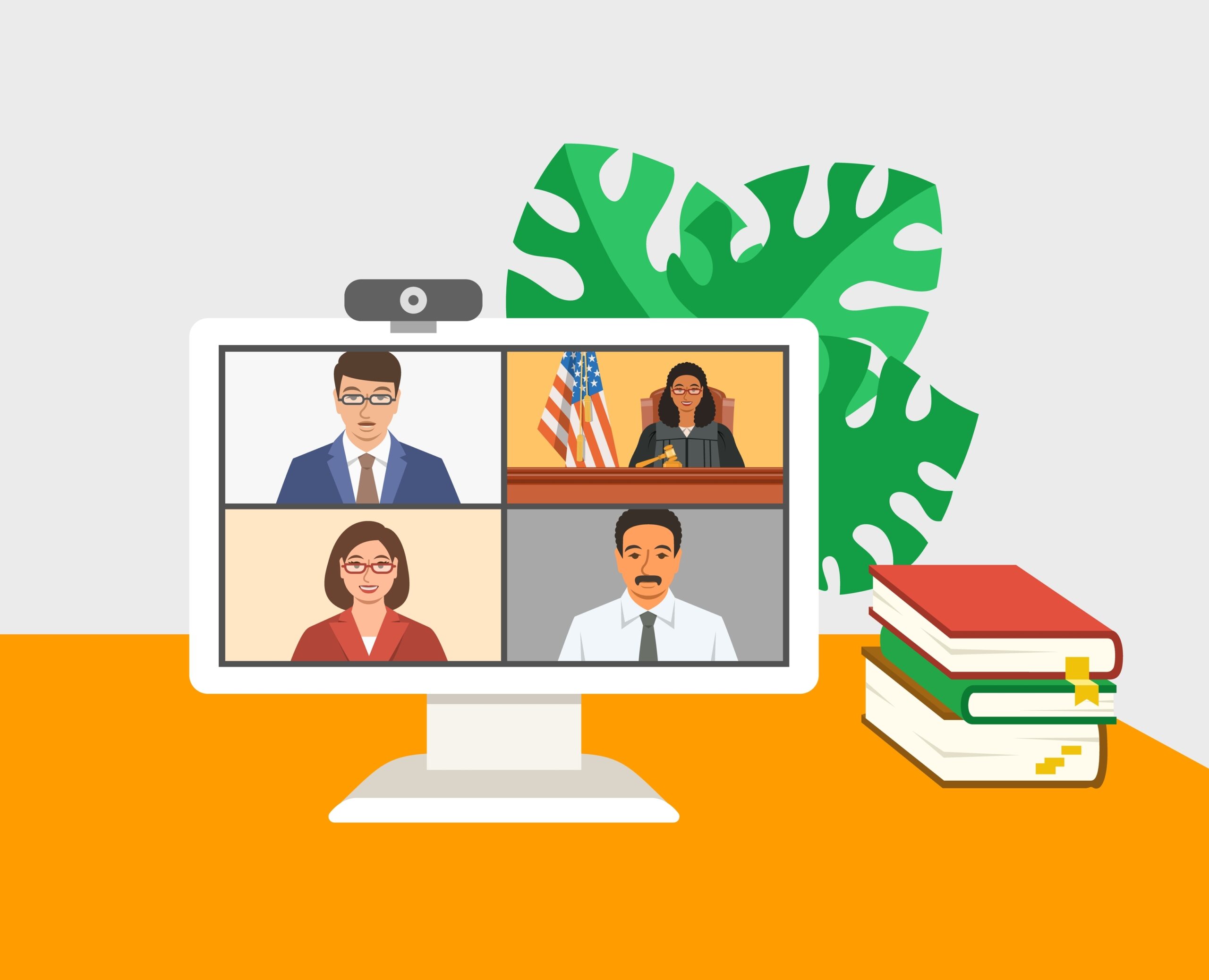 Hybrid courtroom setup for legal teams
