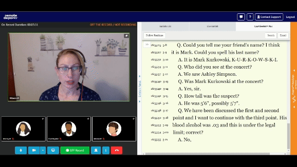 Realtime feed within remote deposition