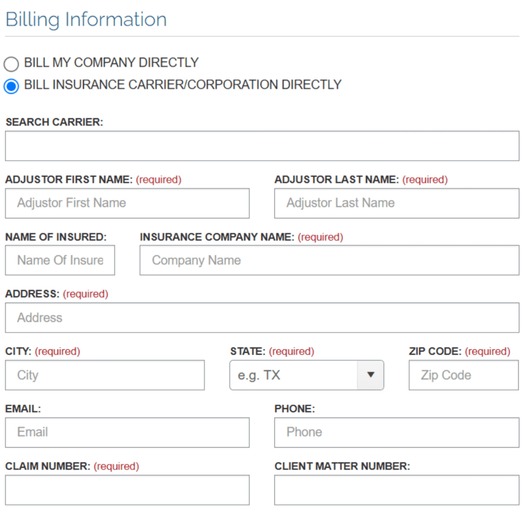 Client Portal - RECORDS Bill to Carrier Example
